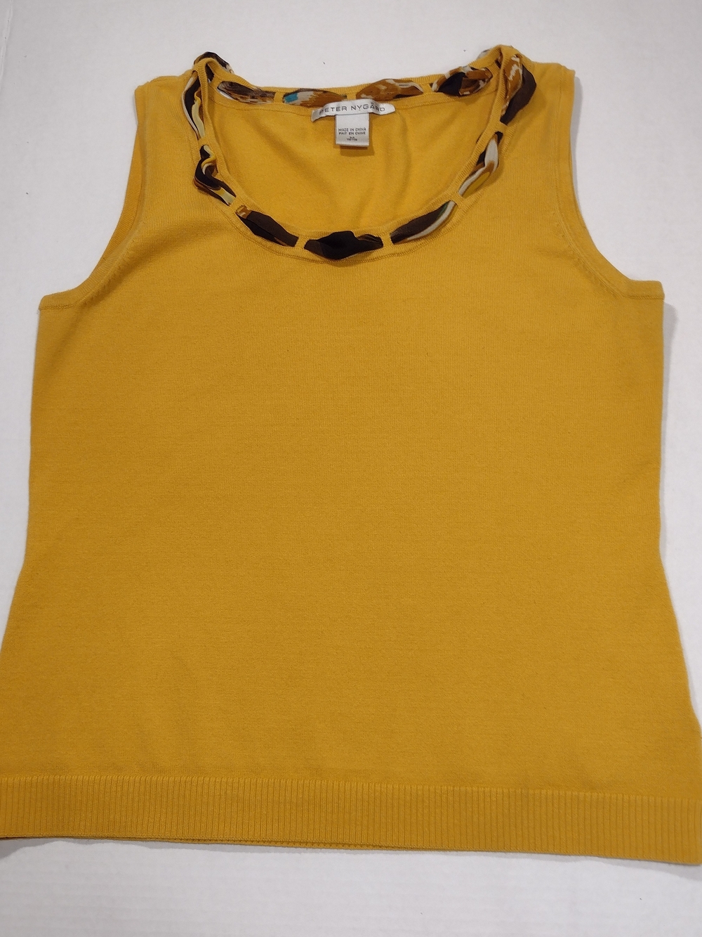 Peter Nygard Mustard Yellow Knit Tank Neck Trim Size Medium